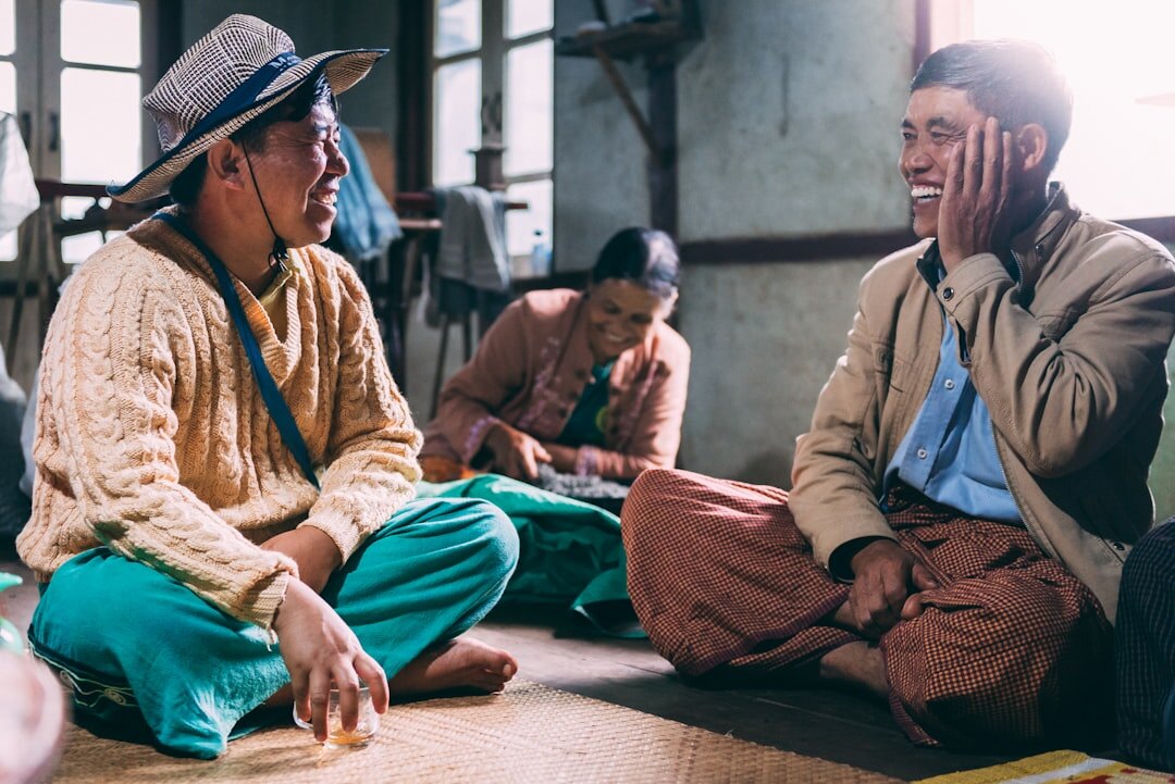 elderly man sharing stories