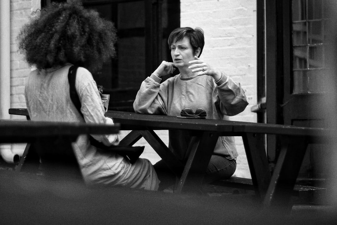 woman in conversation
